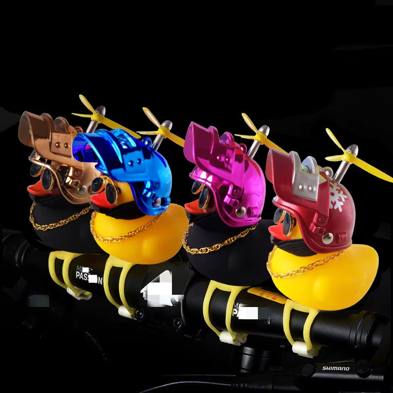 Car Cute Little Yellow Duck with Helmet Propeller Wind-Breaking Duck Auto Internal Decoration Car Ornaments Accessories Kids Toy