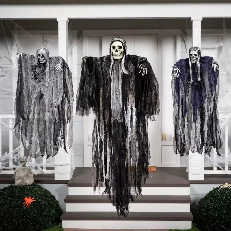 Hanging Halloween Skeletonghosts Decorations Grim Reapers for Halloween Outdoor Halloween Sound Control Light up Ghost