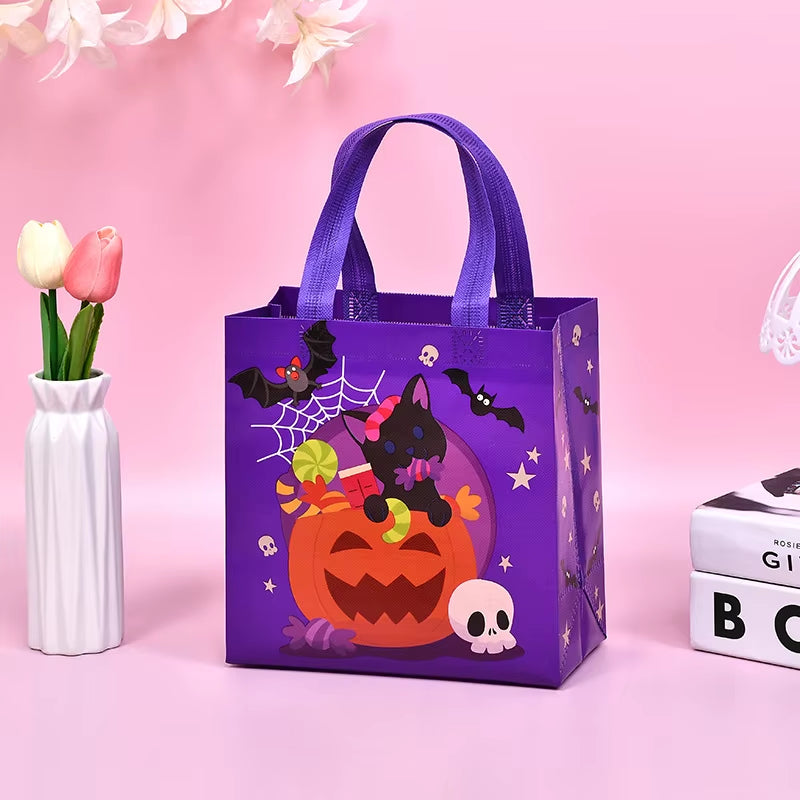 1-60PCS Halloween Candy Gift Bags Halloween Trick or Treat Bags Halloween Tote Bag with Handle Halloween Party Kids Gift Bags