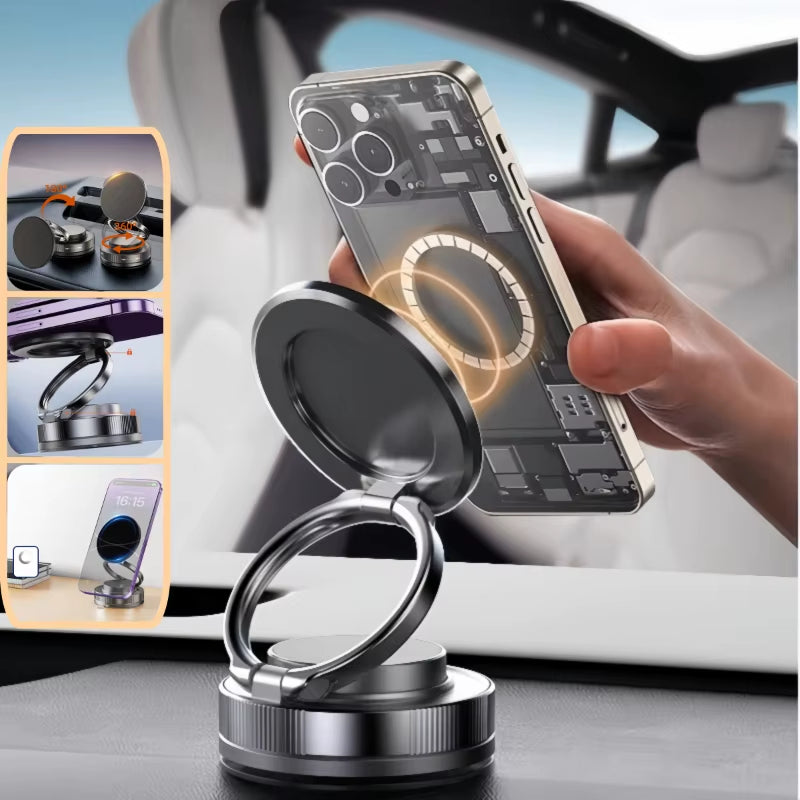 Car Mount Vacuum Magnetic Phone Holder 360° Adjustable Foldable Strong Suction Stand for GPS Phone Auto Dashboard Phone Support