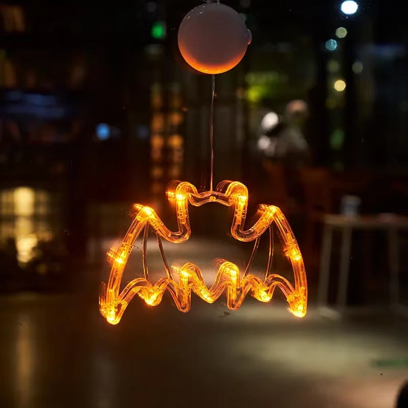 Halloween LED Decoration Lights Pumpkin Bat Spider Ghost Halloween Window Lights with Suction Cup Halloween Party Decoration