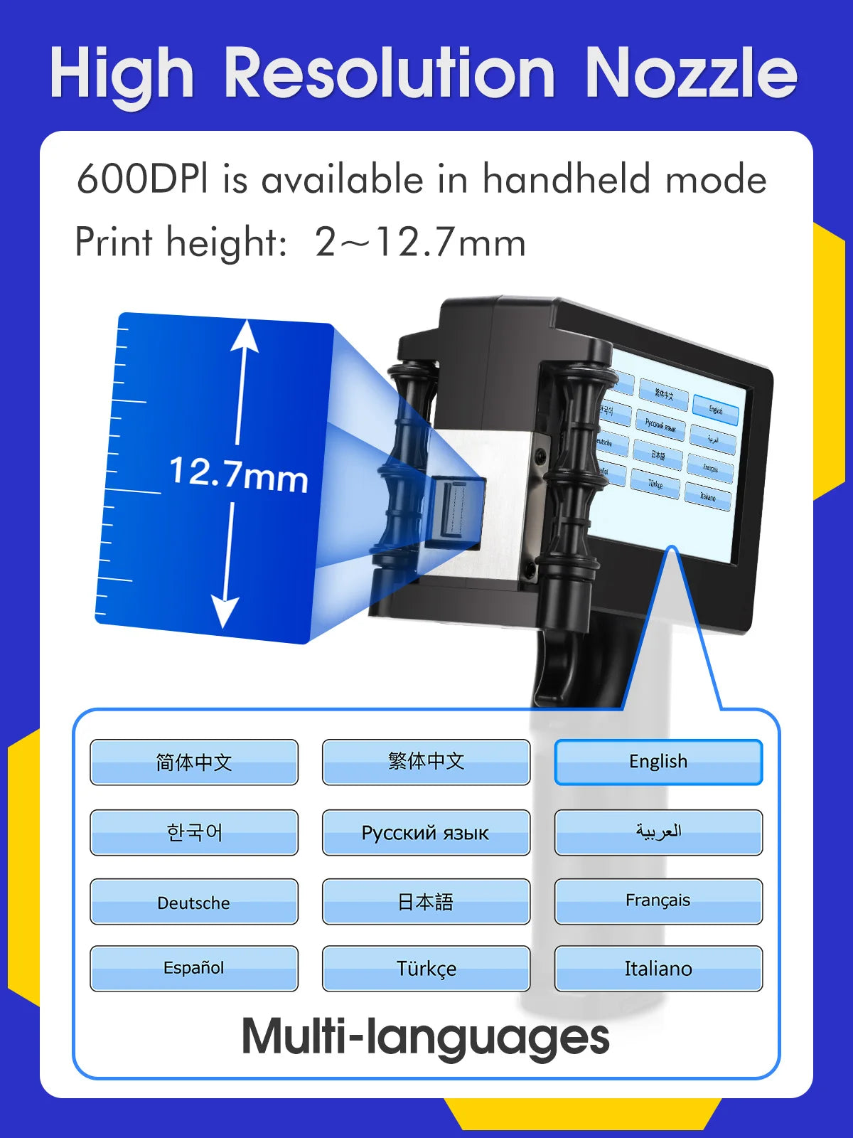 Yhan 12.7Mm Portable Inkjet Printer Unencripted for Expiry Date Barcode QR Code Batch Numbers Best Value Logo Printing