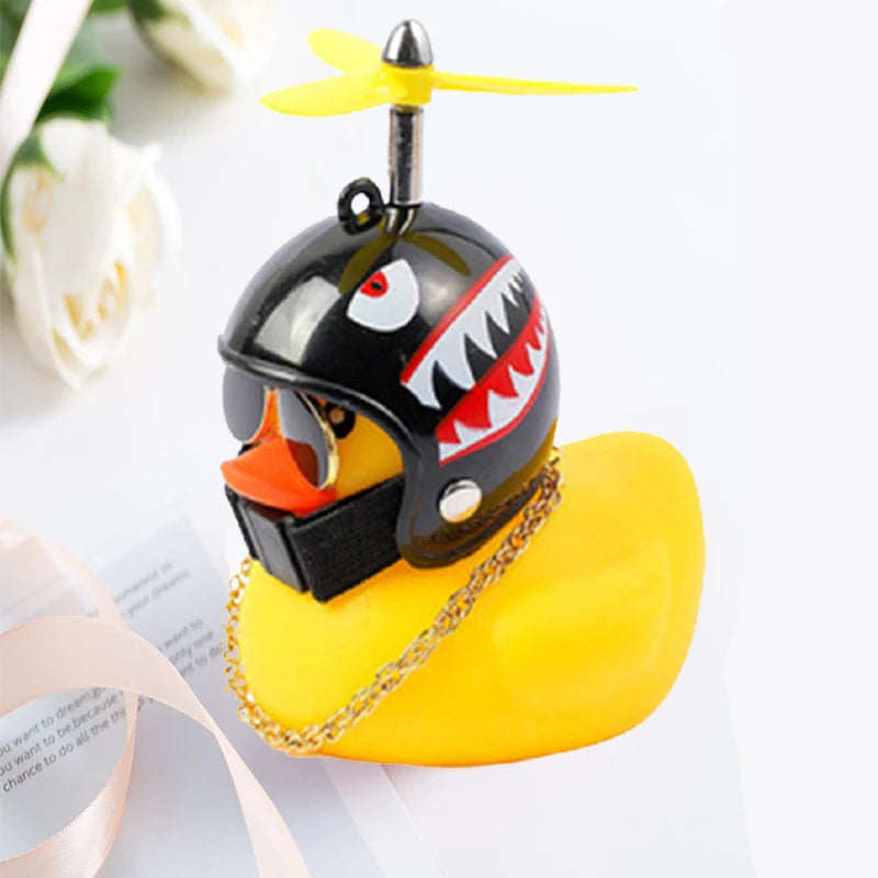 Car Cute Little Yellow Duck with Helmet Propeller Wind-Breaking Duck Auto Internal Decoration Car Ornaments Accessories Kids Toy