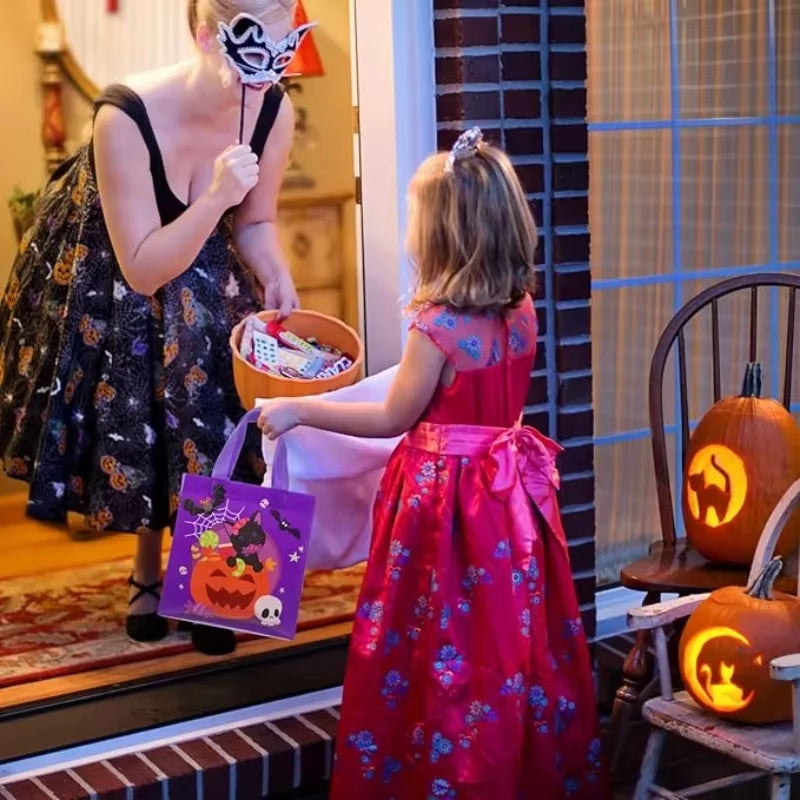1-60PCS Halloween Candy Gift Bags Halloween Trick or Treat Bags Halloween Tote Bag with Handle Halloween Party Kids Gift Bags