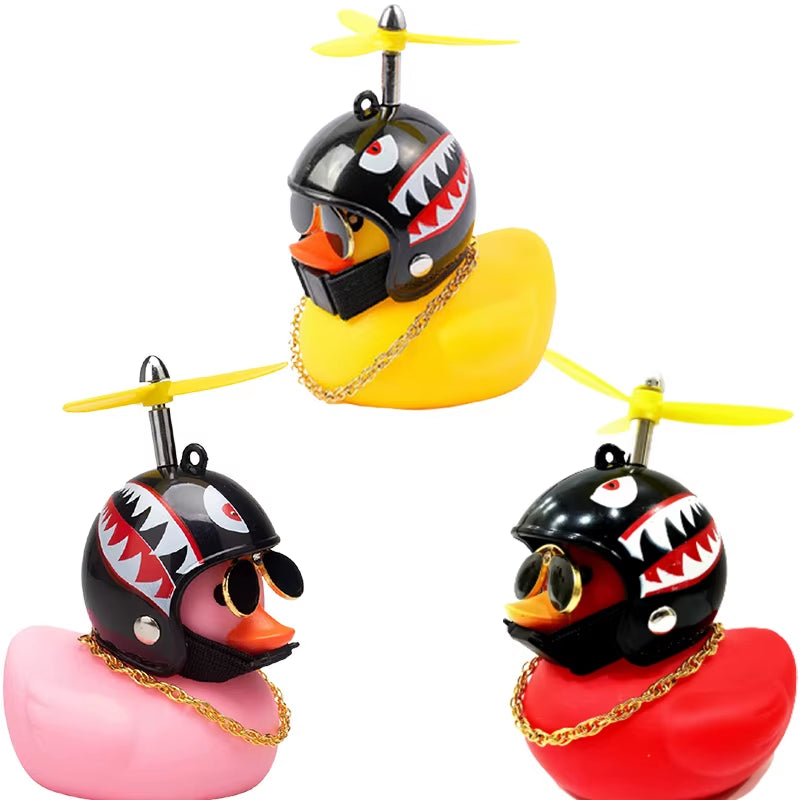 Car Cute Little Yellow Duck with Helmet Propeller Wind-Breaking Duck Auto Internal Decoration Car Ornaments Accessories Kids Toy