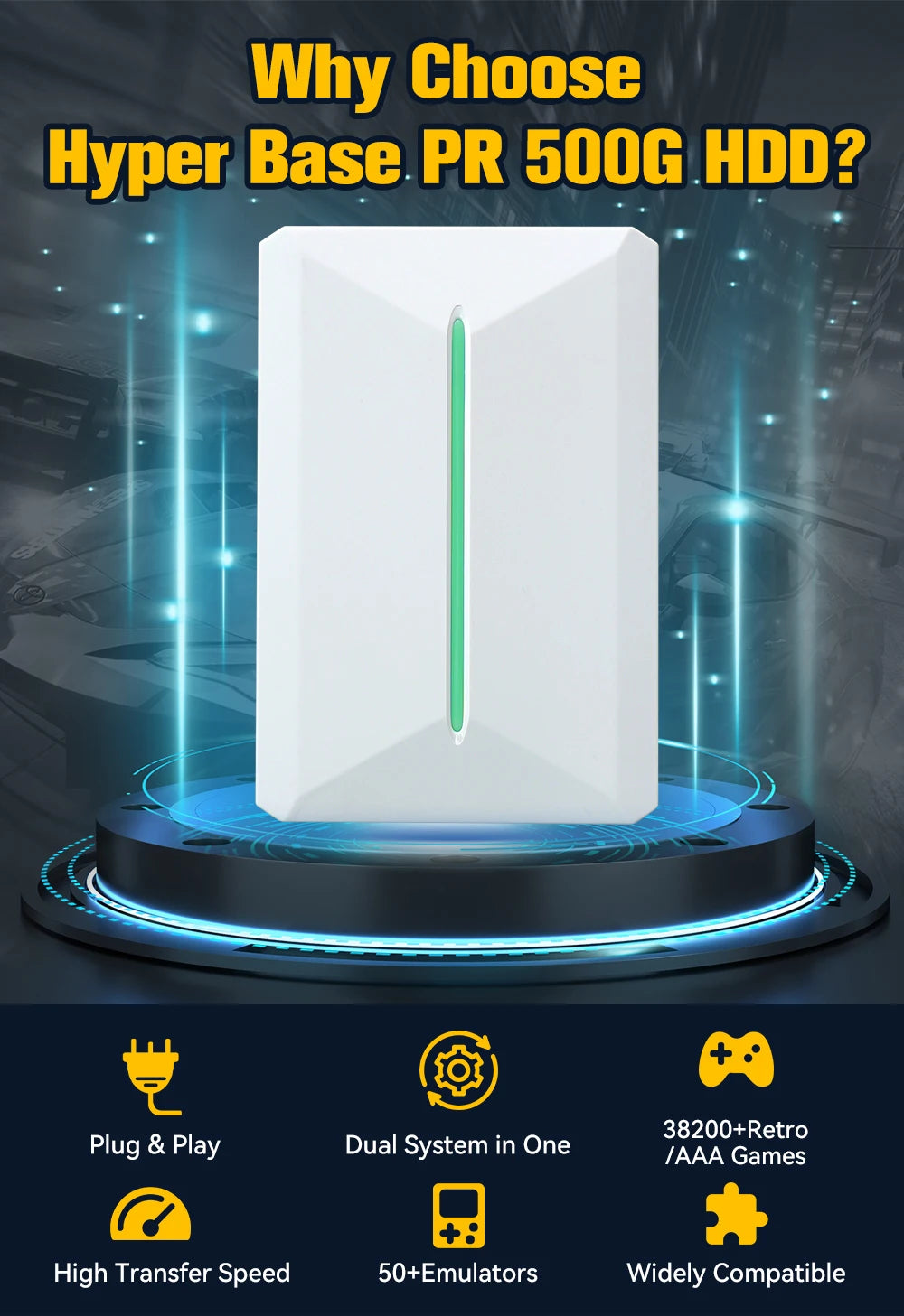 Retrobat & Playnite Retro Game Console 500GB Gaming HDD for Ps3/Ps2/Switch/Wii/Wiiu for Pc/Laptop with 38200+ Retro/Aaa/Pc Games