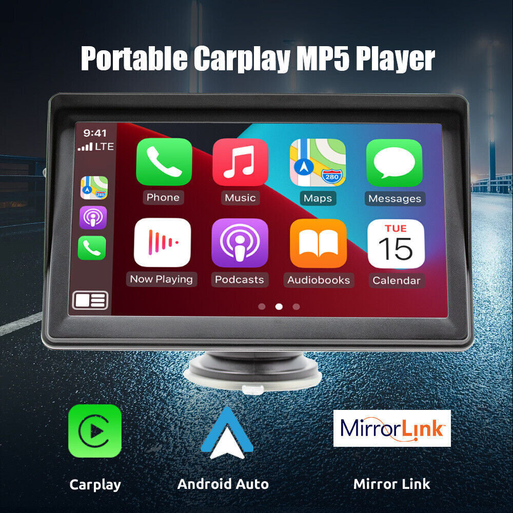 For Apple Carplay Android Auto Bluetooth Head Unit 7" Portable Car Stereo Radio