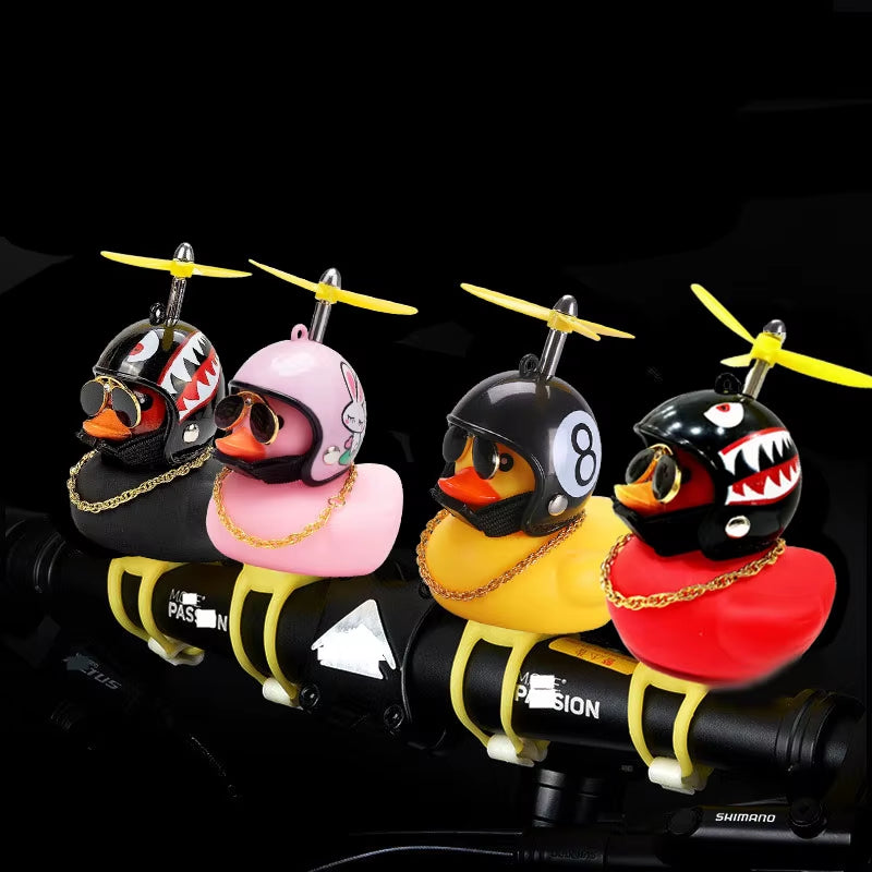 Car Cute Little Yellow Duck with Helmet Propeller Wind-Breaking Duck Auto Internal Decoration Car Ornaments Accessories Kids Toy