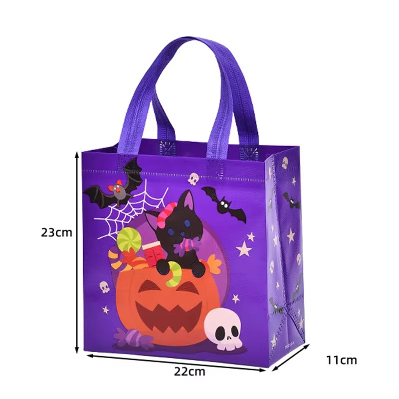 1-60PCS Halloween Candy Gift Bags Halloween Trick or Treat Bags Halloween Tote Bag with Handle Halloween Party Kids Gift Bags