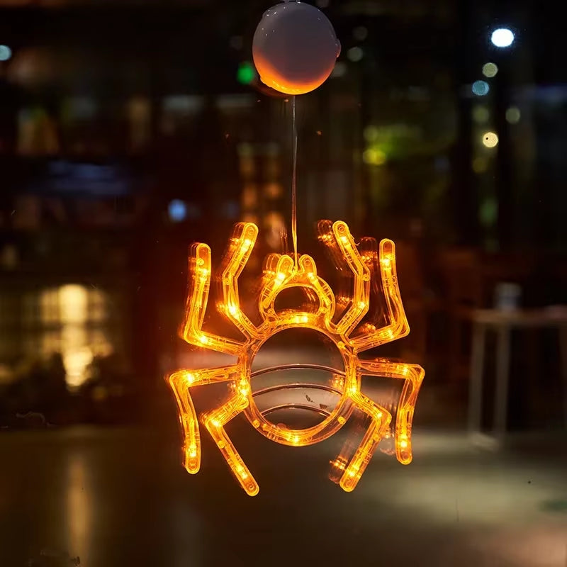 Halloween LED Decoration Lights Pumpkin Bat Spider Ghost Halloween Window Lights with Suction Cup Halloween Party Decoration