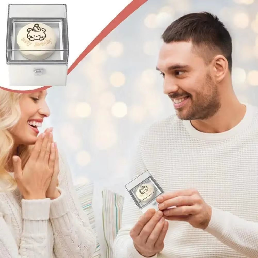 Automatic Flip Bear Flip Ring Boxs Light Candles Surprise Mechanism Mini Cake Surprise Rotating Box Spinning Design