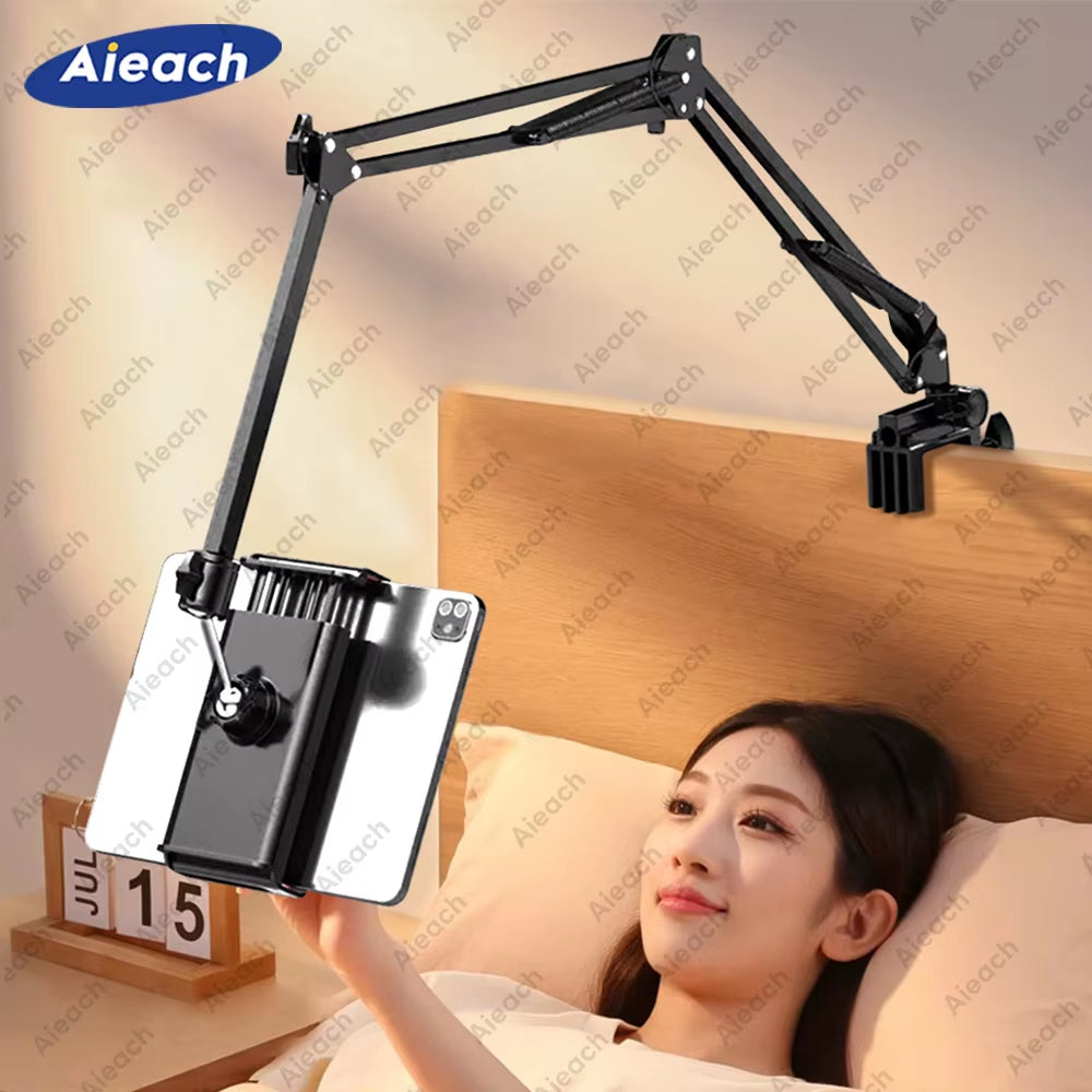 Tablet Holder for Bed with 90Cm Metal Arm Ipad Stand Tablet Bracket 360° Rotating Bed Phone Mount for 4.5~12.9 Inch Phone Tablet