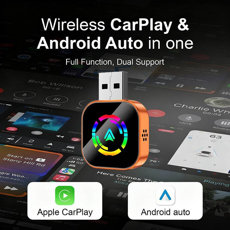 【Yurnlv】X New 2026 Carplay Wireless Carplay Adapter for Iphone/Android, Orange, Fast Connection, No Delay, Hands-Free Calls, Wireless Adapter, Electronic Charger, Carplay Adapter