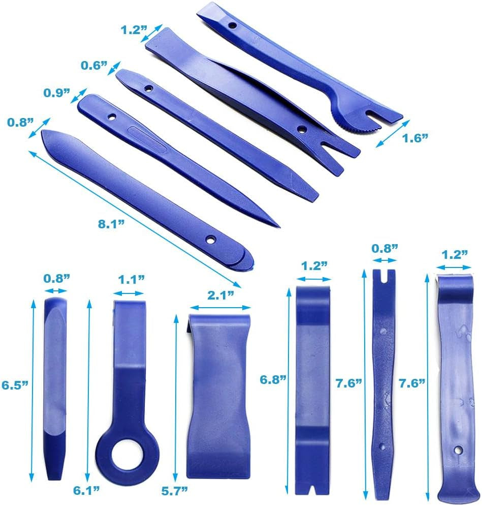 12 Pcs Trim Removal Tool Kit, No Scratch Plastic Pry Tool Kit, Car Panel Door Window Tools Car Interior Trim Kit Fastener Rivet Remover for Clip, Molding, Dashboards, Upholstery Toolkit