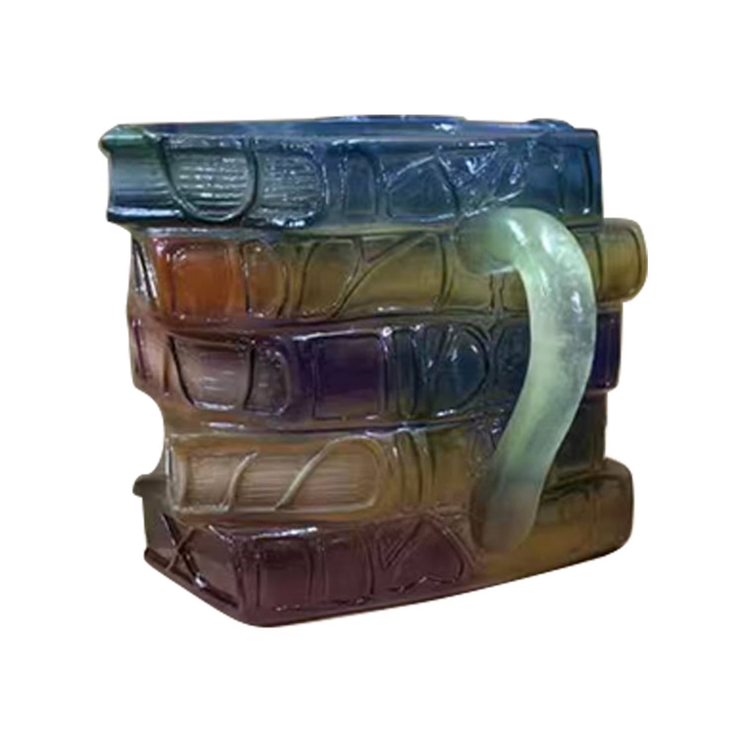 300ML Painted Book Mug 3D Colored Book Coffee Cup Novelty Unique Resin Books Stack Coffee Cups Gifts for Literature Book Lovers