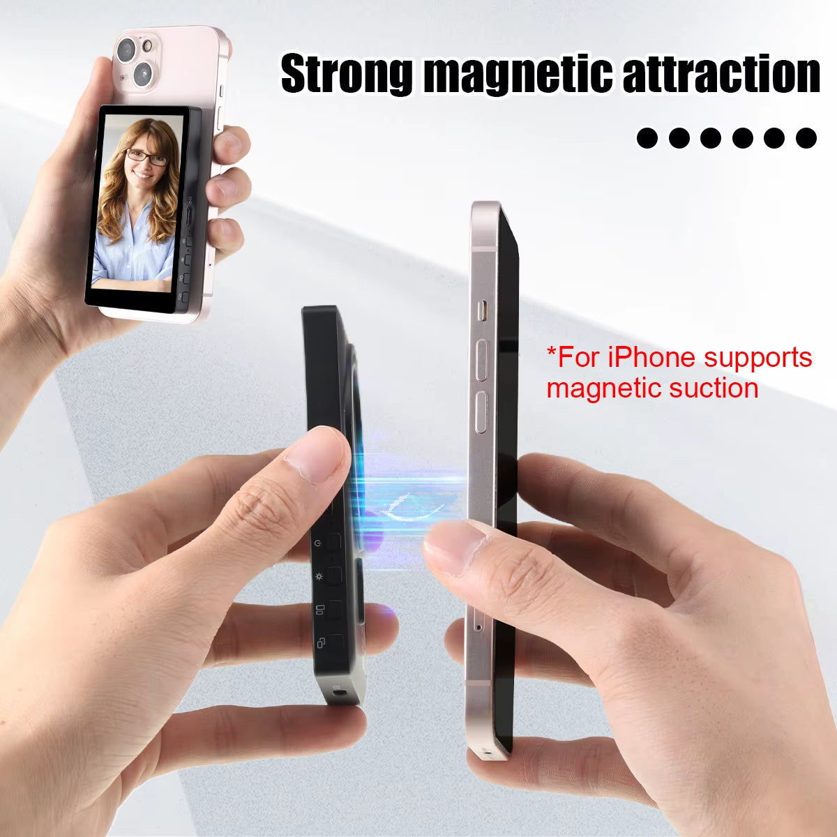 Wireless Magnetic Monitor Screen for Using Phone Rear Camera for Smartphone Selfie Vlog Live Stream Video Recording