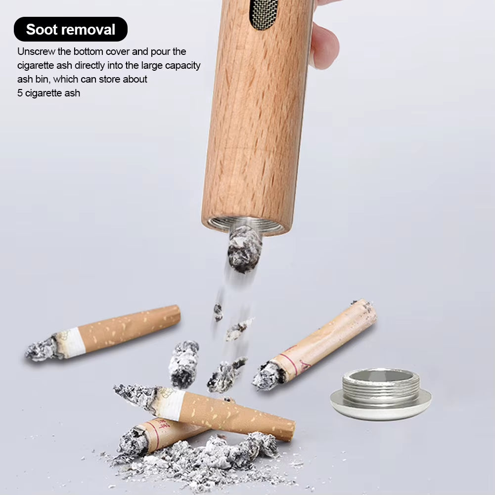 Portable Car Anti-Ash Ashtray Mini Ashtray anti Soot-Flying Cigarette Cover Anti-Ash Luxury Wood Cigarette Holder Auto Ashtray
