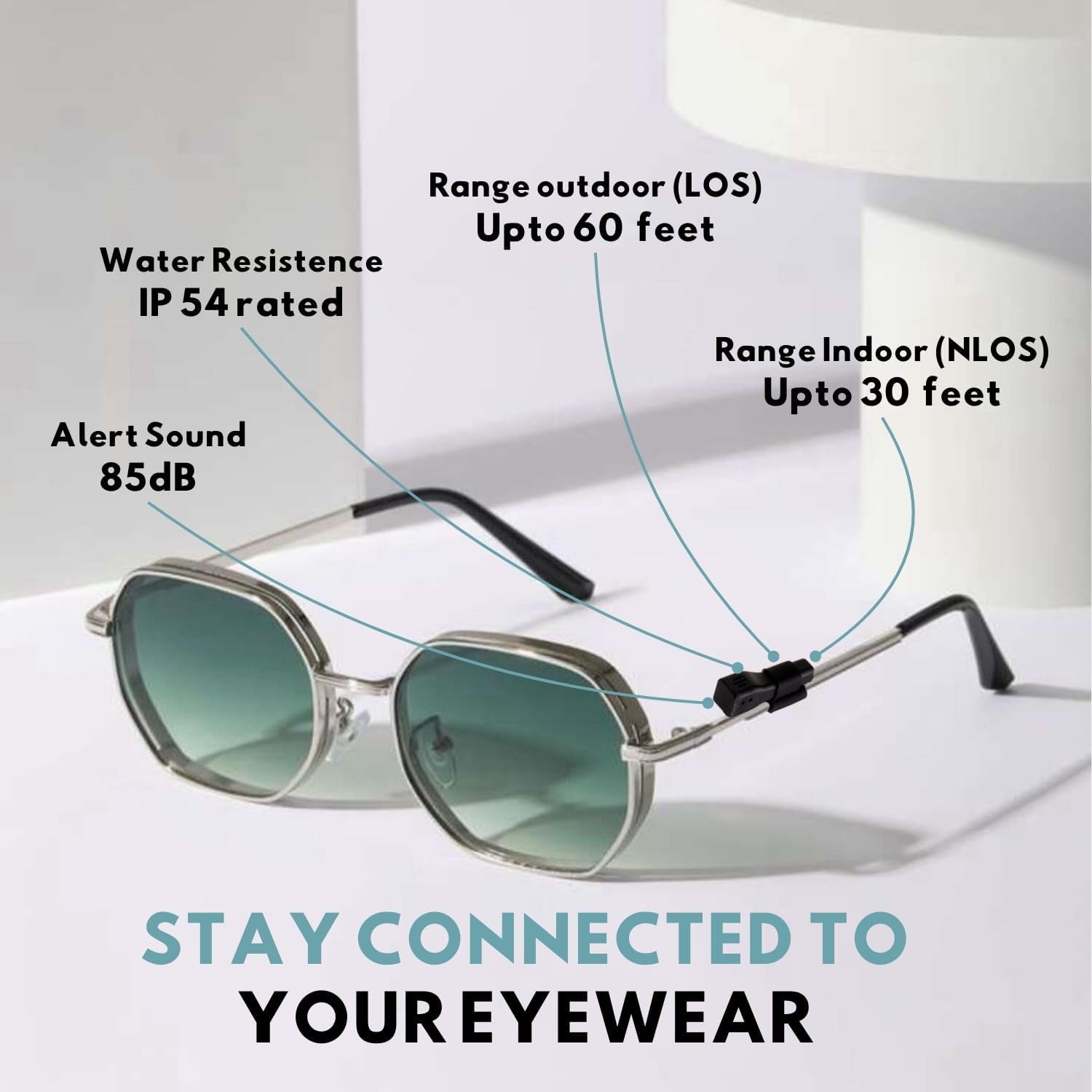 Glasses Tracker for Apple Ios| Apple Find My Alternate| Locate Spectacles, Find Eyewear, Never Lose Sunshades| Light Weight, Small Size, Fit All Specs Size| Battery, Charger, Accessory Included