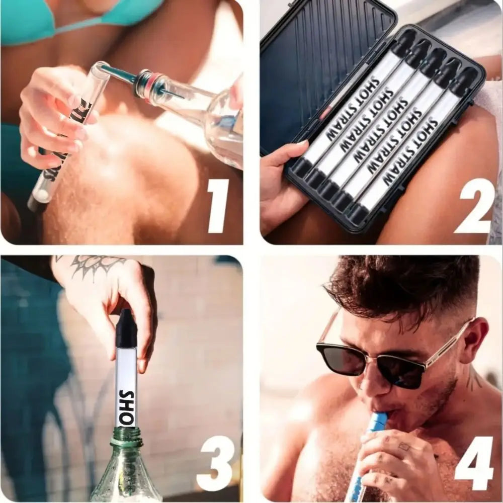 Reusable Shot Straw Food-Grade Transparent Strong Liquor Dispenser Straw Glasses Whiskey for All Standard Bottles, Tumbler