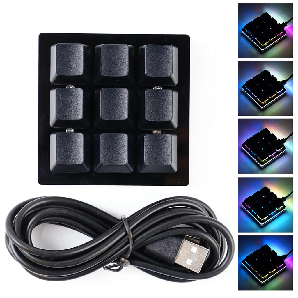 Mini Keyboard 9 Keys Macro Keyboard Programmable Keyboard RGB Mechanical Games Keyboard DIY Copy Paste Custom Shortcut Keys