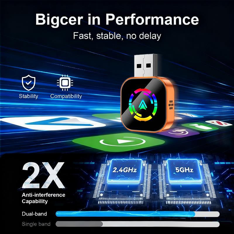 【Yurnlv】X New 2026 Carplay Wireless Carplay Adapter for Iphone/Android, Orange, Fast Connection, No Delay, Hands-Free Calls, Wireless Adapter, Electronic Charger, Carplay Adapter