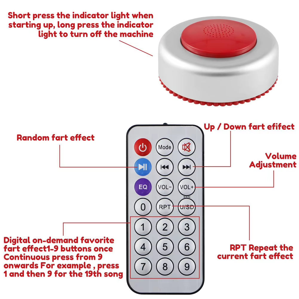 Remote Controlled Fart Machine Noise Maker with 50 Different Realistic Sounds Prank Toy Prank Game Prop for Games Office Humor