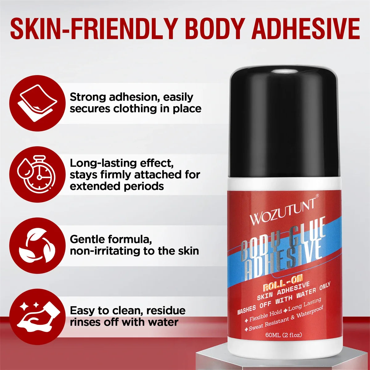 Body Adhesive for Bond Wig Clothing Super Sticky Anti-Exposure Clothes Glue Invisible Stain-Free Rollerball Skin Glue