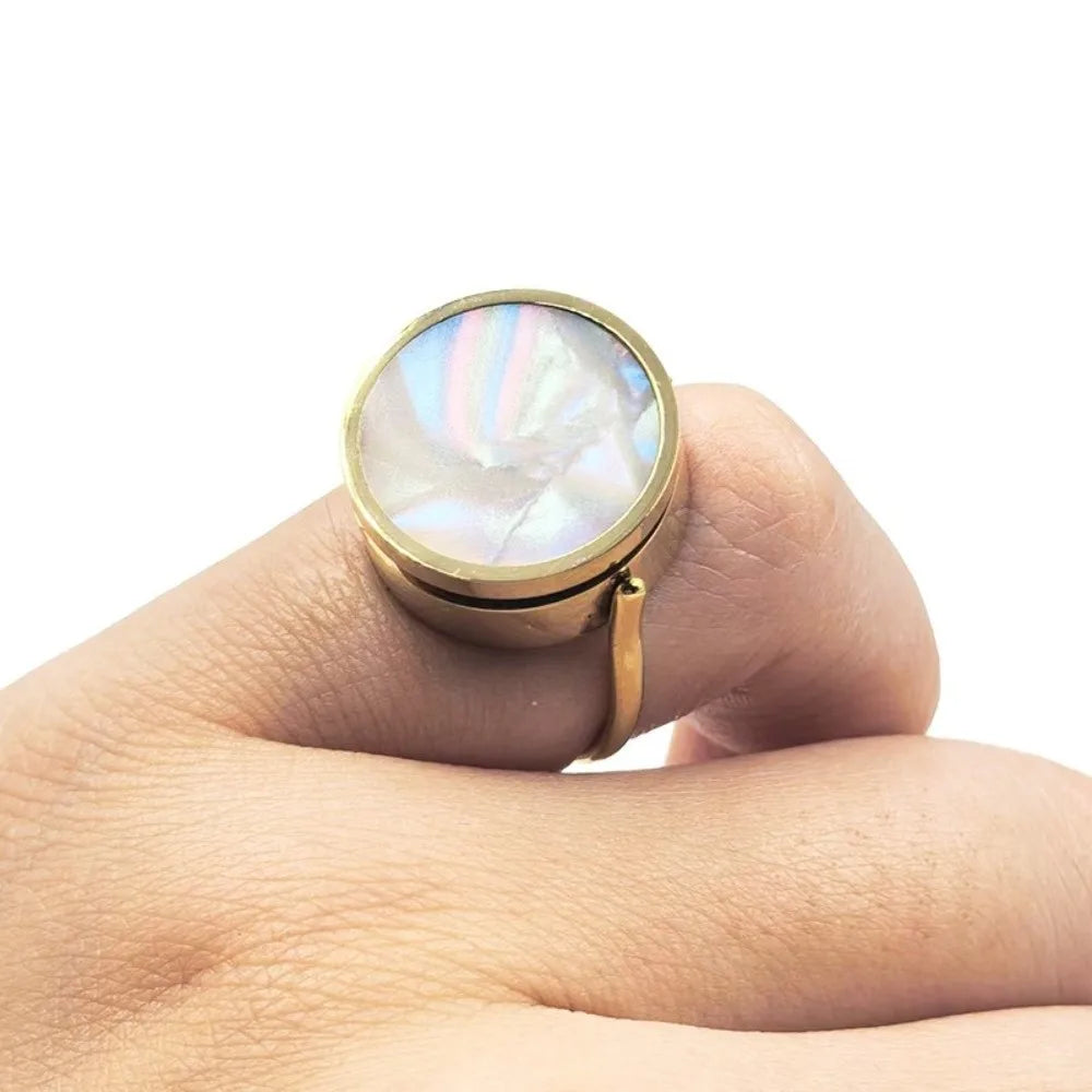 Portable Stainless Steel Lipstick Ring Storage Design Hoop Design Lip Balm Ring Pocket Pills Box Small Items Storage