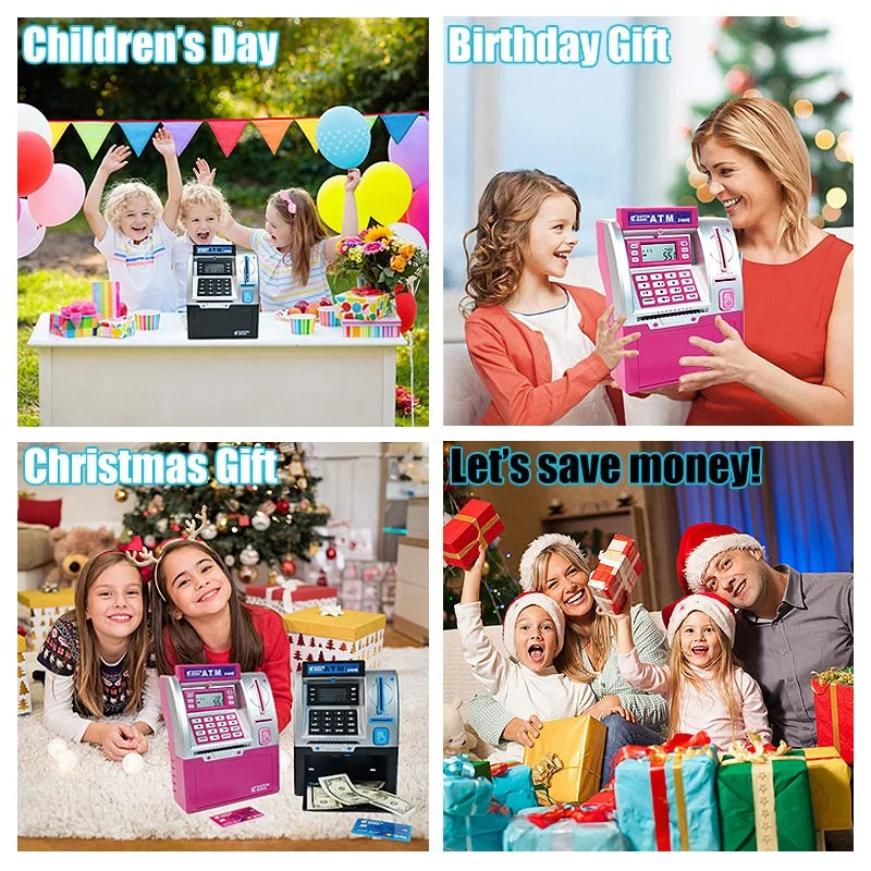 Large Capa Automatic ATM Money Box Children Savings Jar Card Swipe Deposit and Withdrawal Machine Intelligent Password Entry