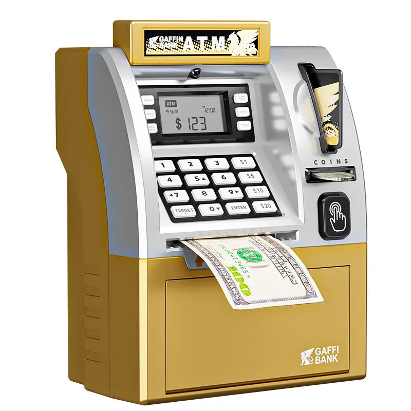 Large Capa Automatic ATM Money Box Children Savings Jar Card Swipe Deposit and Withdrawal Machine Intelligent Password Entry