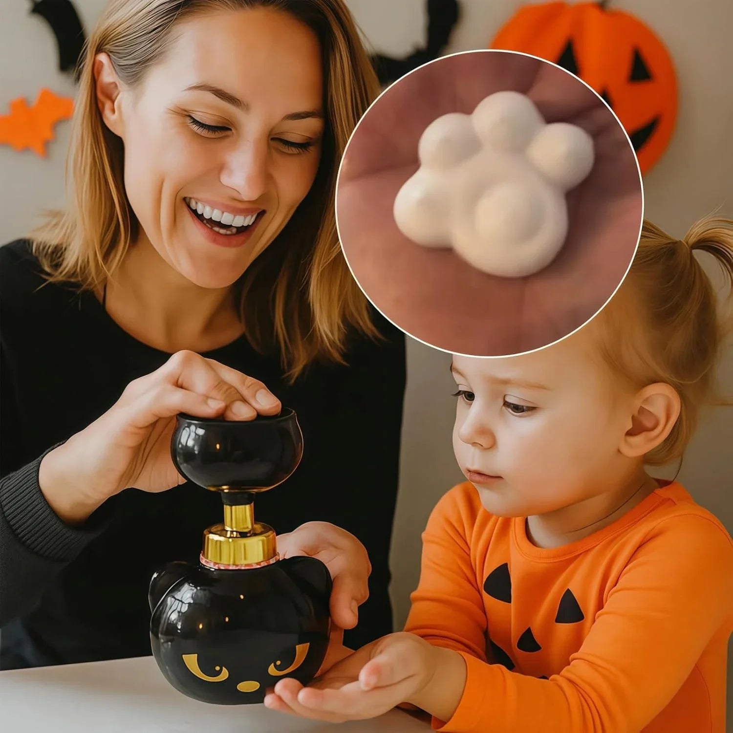 Kawaii Cat Paw Shape Foam Soap Dispenser Funny Baby Cat Paw Flower Foaming Soap Pump Bottles Halloween Birthday Gift