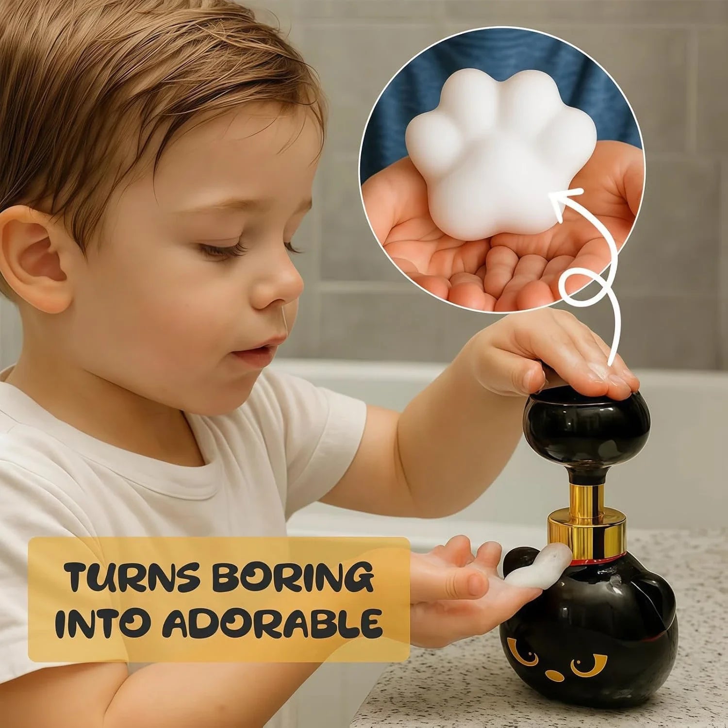 Kawaii Cat Paw Shape Foam Soap Dispenser Funny Baby Cat Paw Flower Foaming Soap Pump Bottles Halloween Birthday Gift