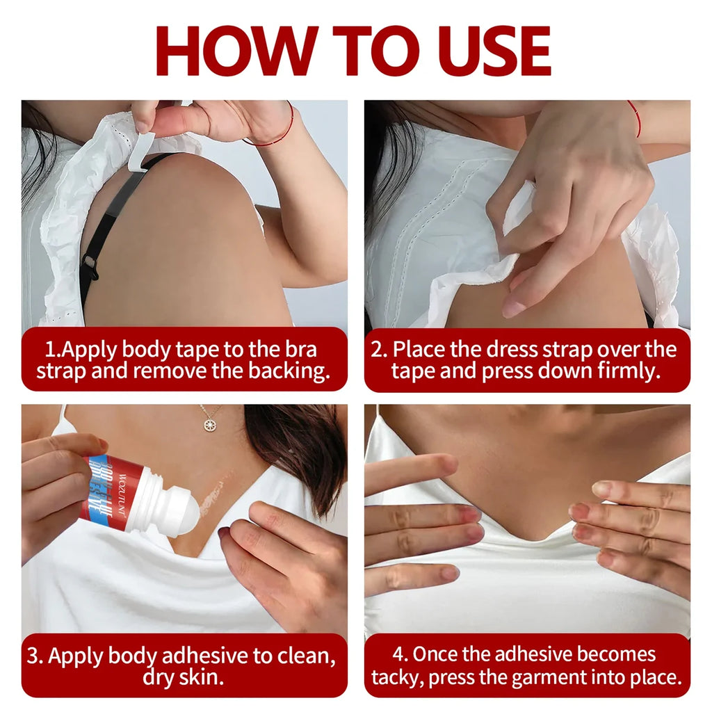 Body Adhesive for Bond Wig Clothing Super Sticky Anti-Exposure Clothes Glue Invisible Stain-Free Rollerball Skin Glue