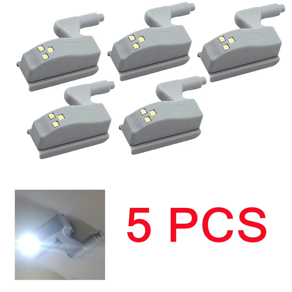 5 Pcs LED Lamp Cabinet Hinge Light Kitchen Bedroom Living Room Cupboard Wardrobe Inner Loop Drawer Sensor Night Light