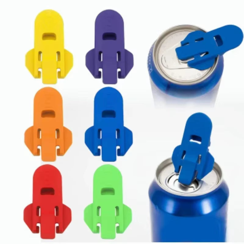6PCS Easy Can Opener Bottle Opener Plastic Drink Lid Random Color Easy to Use Kitchen Accessories Cool Gadgets