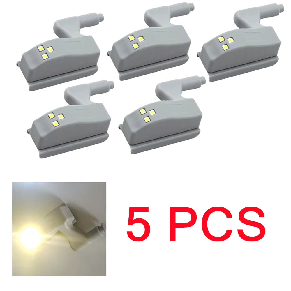 5 Pcs LED Lamp Cabinet Hinge Light Kitchen Bedroom Living Room Cupboard Wardrobe Inner Loop Drawer Sensor Night Light