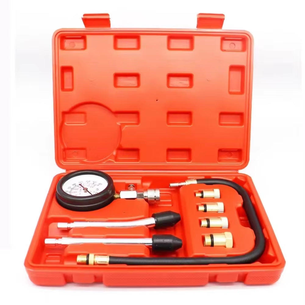 Gasoline Engine Compression Meter Pressure Gauge 0-300 PSI with M10 M12 M14 M18 Adapter Automotive Cylinder Tester Kit