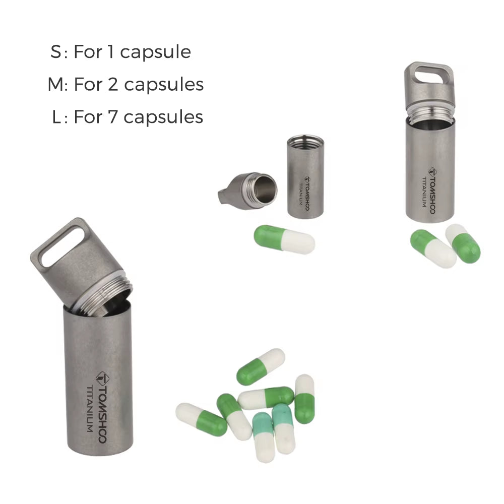 Titanium Mini Sealed Waterproof Storage Pill Box Perfume Case Pendants EDC Tools Eco-Friendly Home Outdoor Pill Box